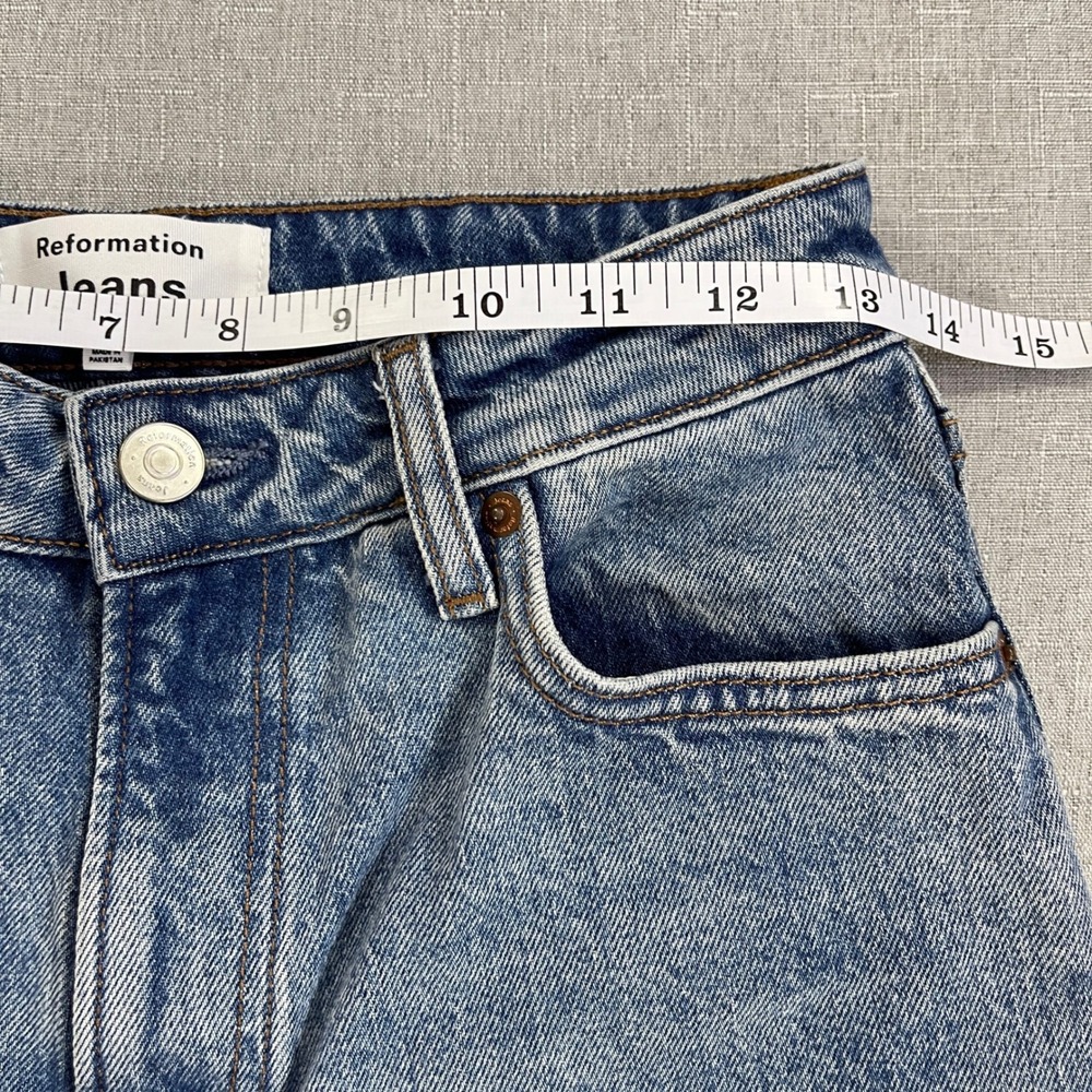 Reformation Liza Ultra High Rise Straight Jeans Womens 26 Blue Malta Sustainable - Picture 7 of 11